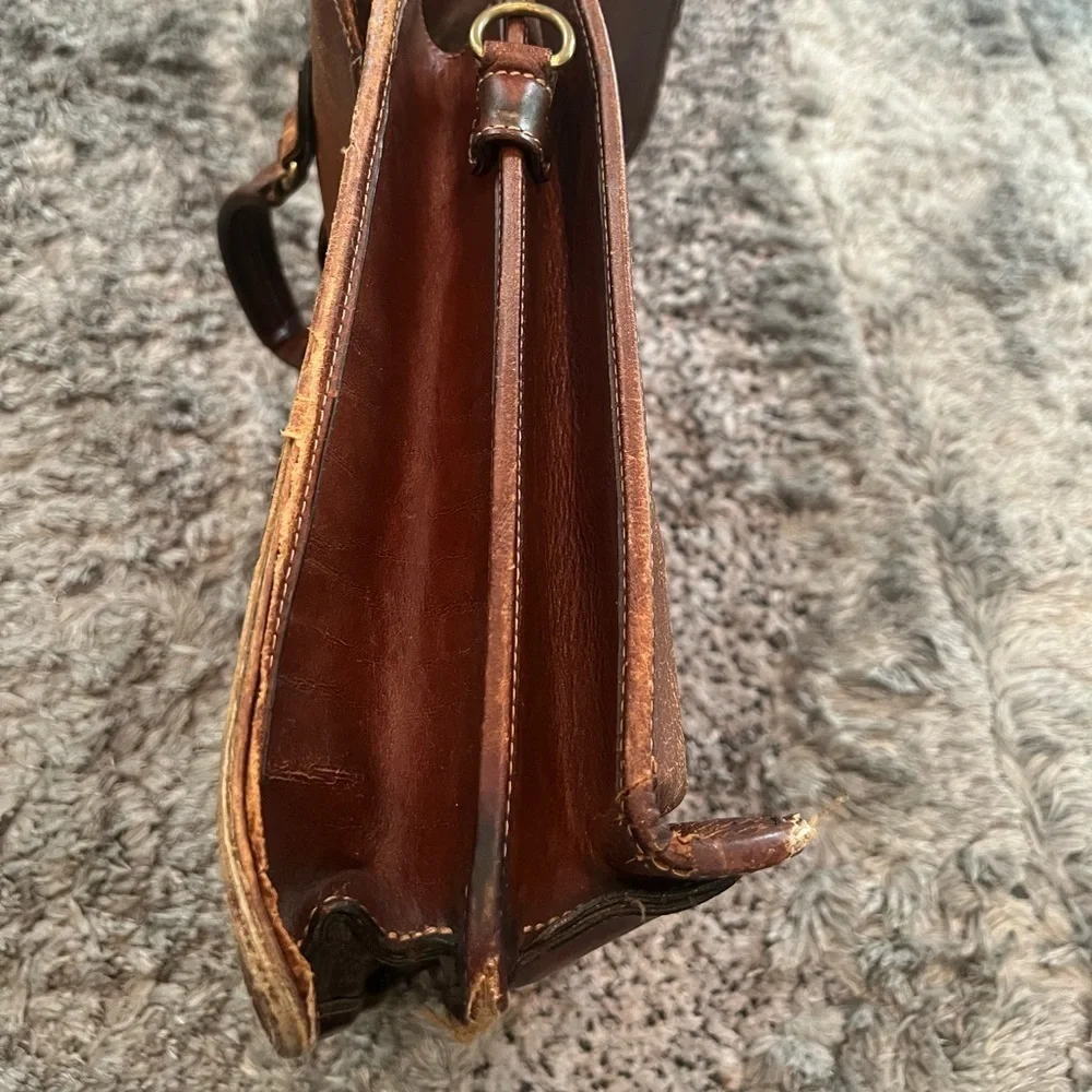 HENRY LOUIS LEATHER HANDCRAFTED FULLGRAIN COWHIDE BRIEFCASE MESSENGER VTG BAG